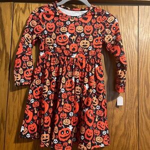 Casual Orange and Black Dress with Empire Waist